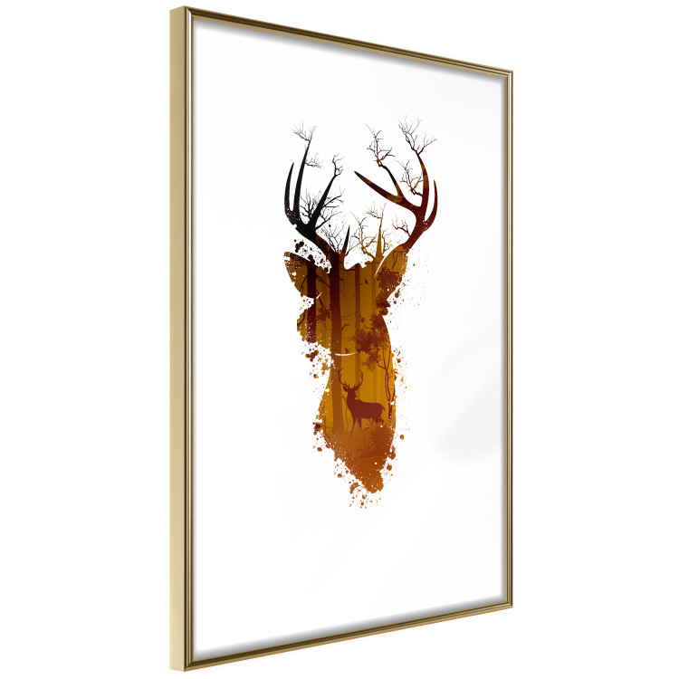 Poster Deer in the Morning - abstract forest landscape in the template of a deer head 126674 additionalImage 9