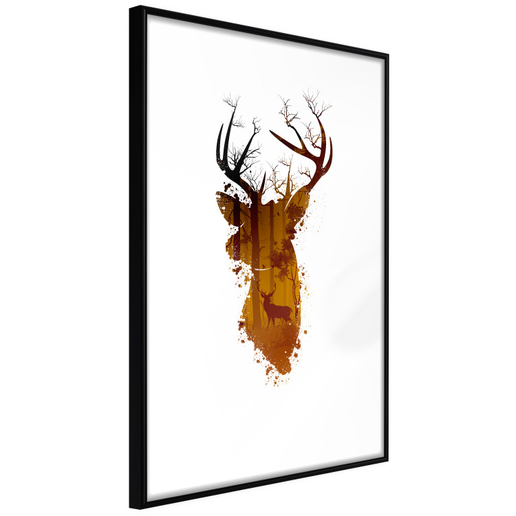 Poster Deer in the Morning - abstract forest landscape in the template of a deer head 126674 additionalImage 6