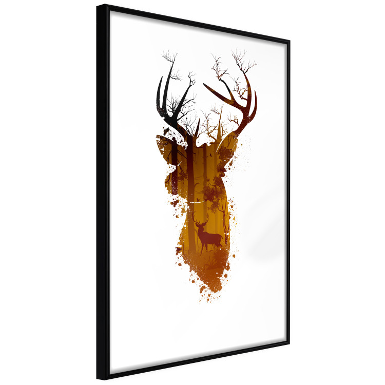 Poster Deer in the Morning - abstract forest landscape in the template of a deer head 126674 additionalImage 13
