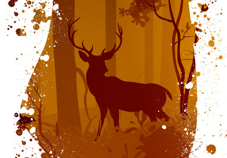 Poster Deer in the Morning - abstract forest landscape in the template of a deer head 126674 additionalImage 10