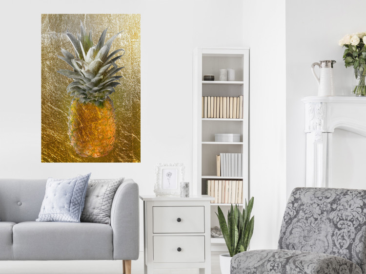 Wall Poster Forbidden Fruit - composition of tropical fruit on golden texture 128074 additionalImage 2