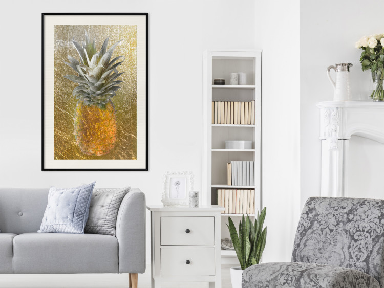 Wall Poster Forbidden Fruit - composition of tropical fruit on golden texture 128074 additionalImage 24