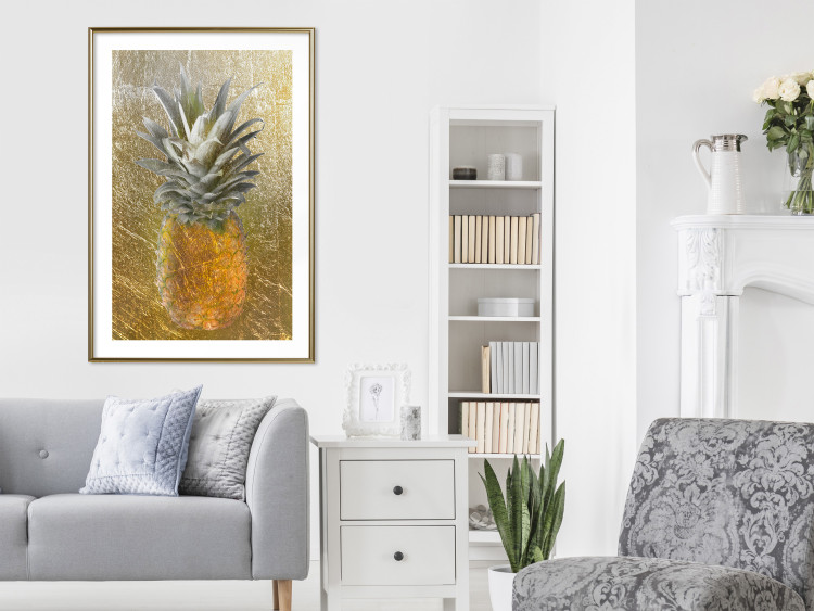 Wall Poster Forbidden Fruit - composition of tropical fruit on golden texture 128074 additionalImage 13