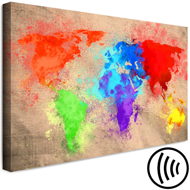 Canvas Print Earth colours - watercolour world map with colourful continents 128974 additionalImage 6