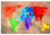 Canvas Print Earth colours - watercolour world map with colourful continents 128974