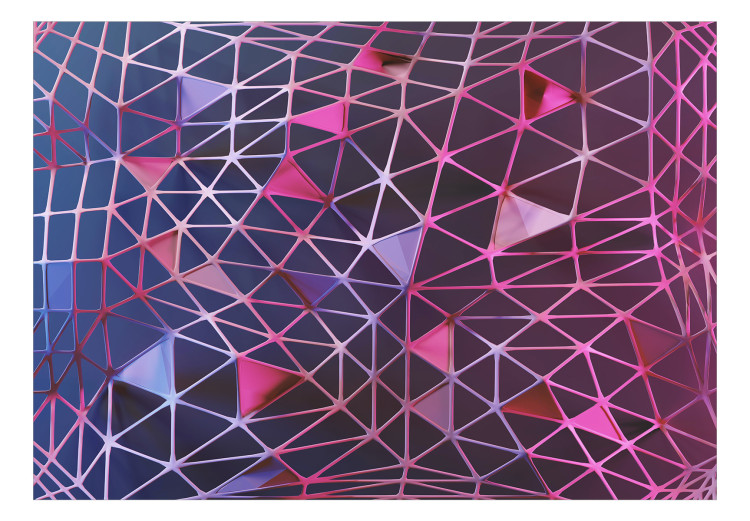 Wall Mural Geometric grid - a combination of triangles in shades of purple and pink 130474 additionalImage 1