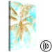 Canvas Golden palm leaves - tropical landscape on a blue background 131674 additionalThumb 6