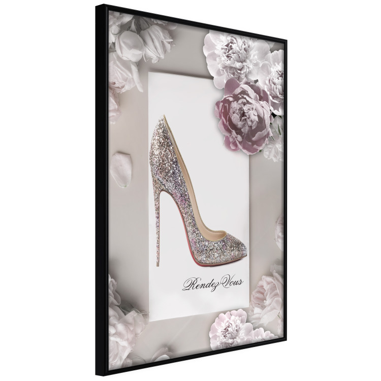 Poster First Date - luxury women's shoe among flowers on a light background 131774 additionalImage 11
