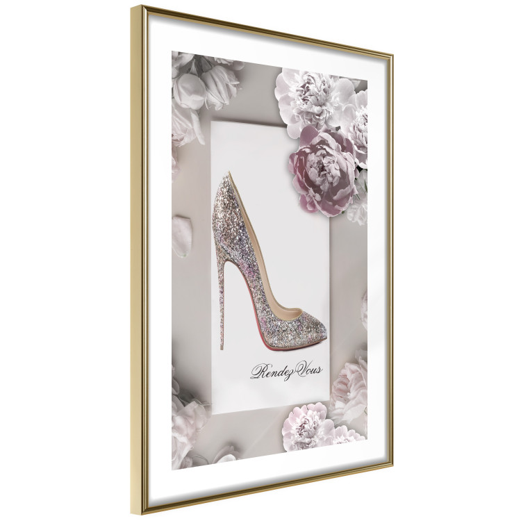 Poster First Date - luxury women's shoe among flowers on a light background 131774 additionalImage 9