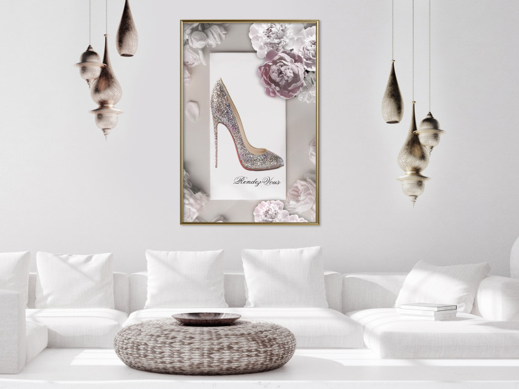 Poster First Date - luxury women's shoe among flowers on a light background 131774 additionalImage 5