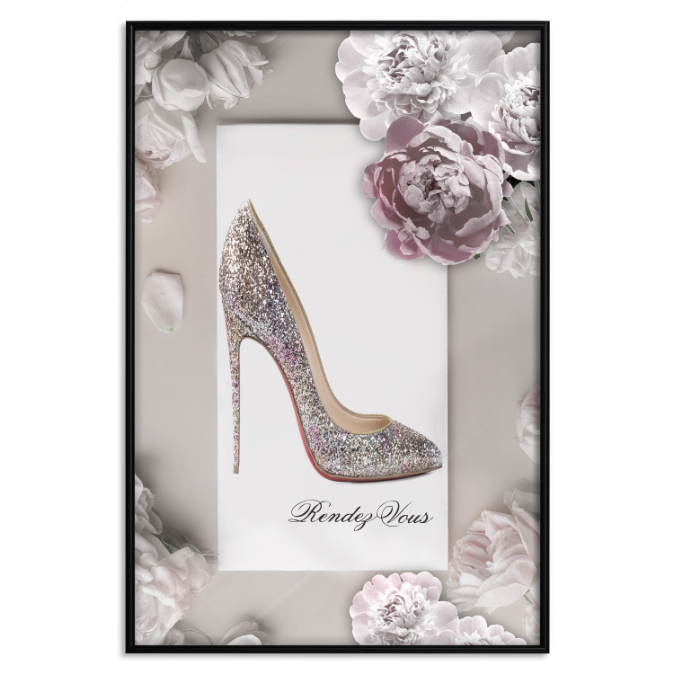 Poster First Date - luxury women's shoe among flowers on a light background 131774 additionalImage 18