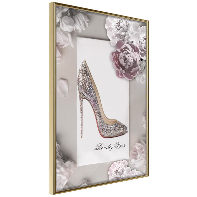 Poster First Date - luxury women's shoe among flowers on a light background 131774 additionalImage 12