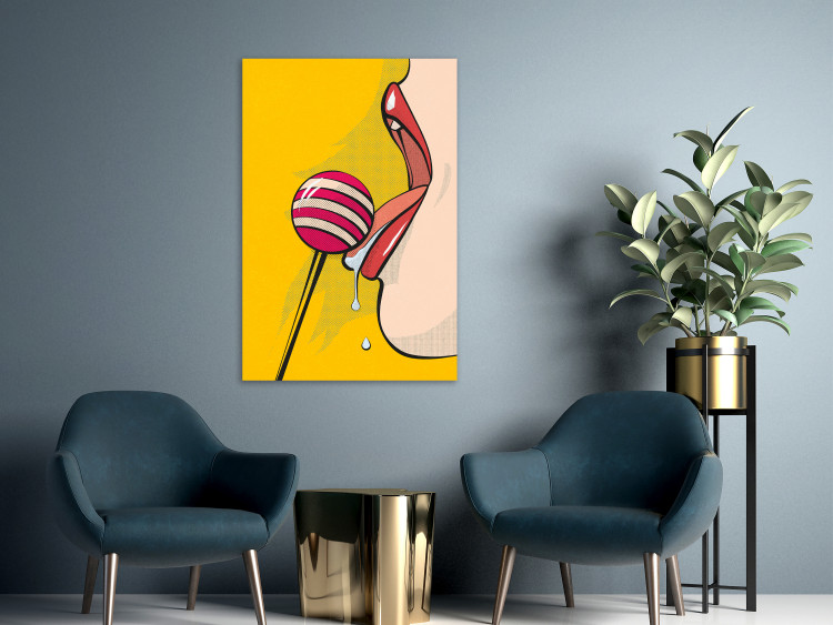 Canvas Art Print Colourful lollipop and lips - youth graphic in pop art style 132174 additionalImage 3