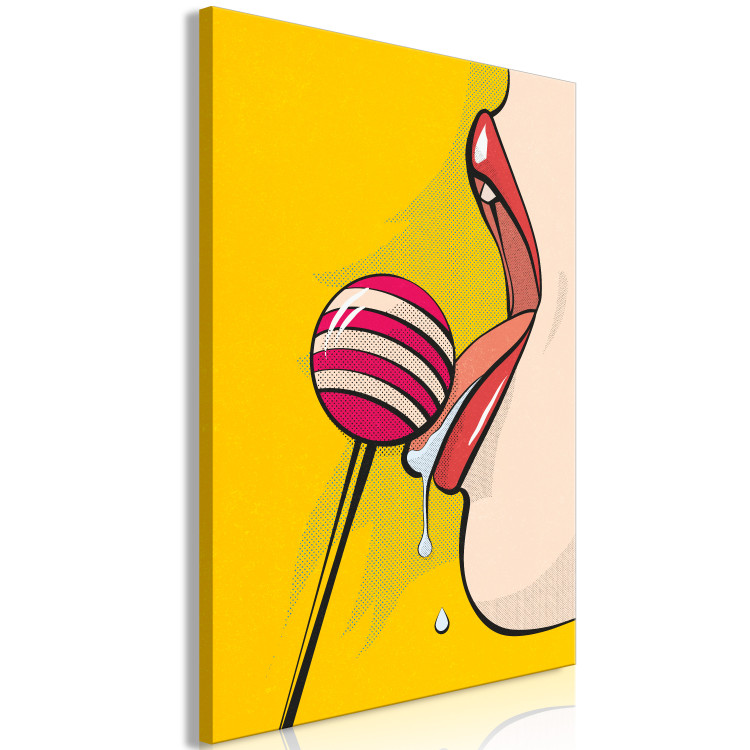 Canvas Art Print Colourful lollipop and lips - youth graphic in pop art style 132174 additionalImage 2