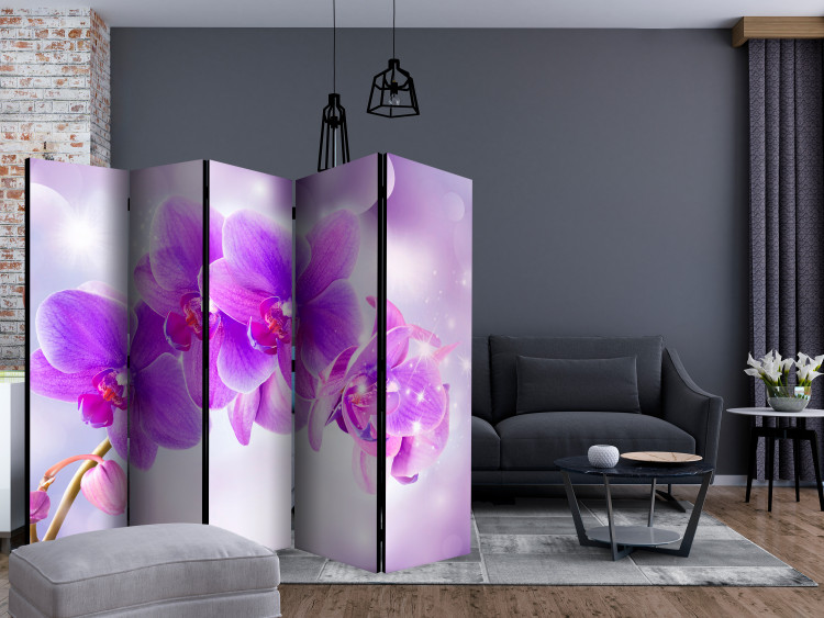 Room Divider Purple Orchids II (5-piece) - magical illusion with orchid 132674 additionalImage 4