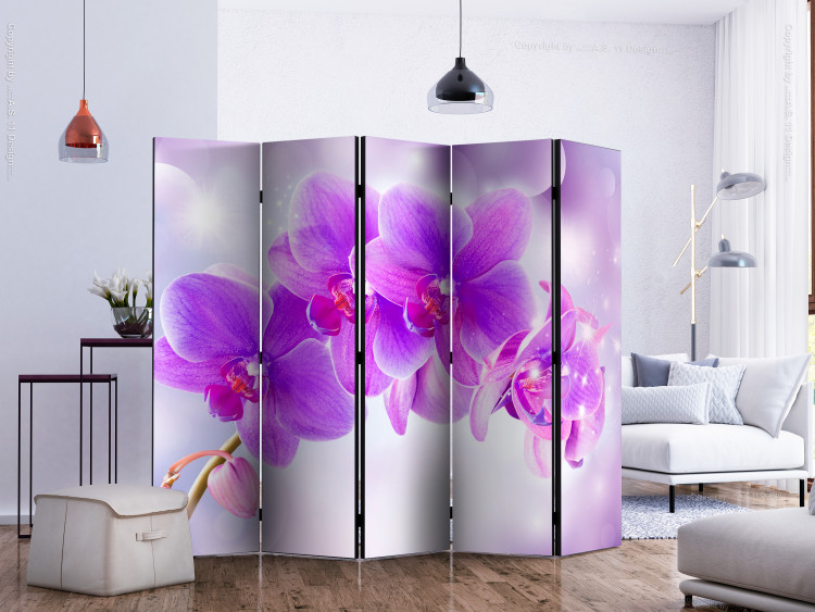 Room Divider Purple Orchids II (5-piece) - magical illusion with orchid 132674 additionalImage 2