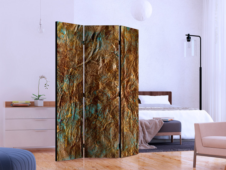 Room Separator Gold of Atlantis (3-piece) - unique abstraction in warm colors 132974 additionalImage 2