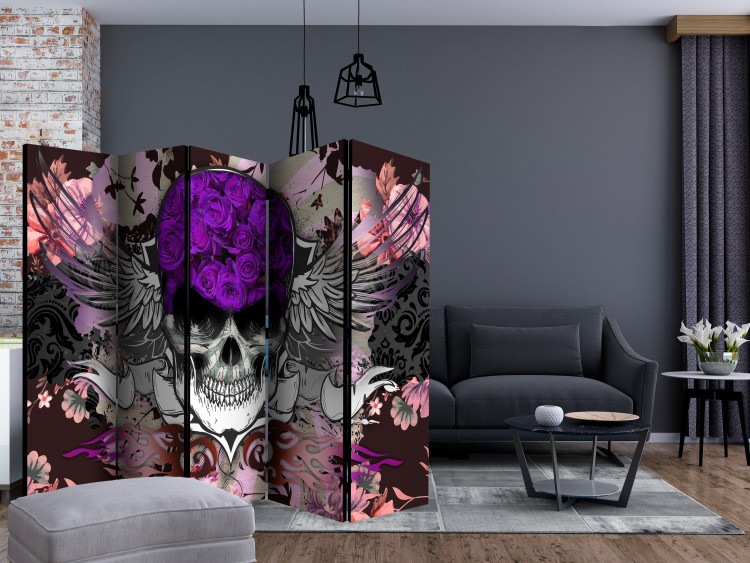 Room Divider Skull II (5-piece) - colorful composition with a floral touch 133074 additionalImage 4