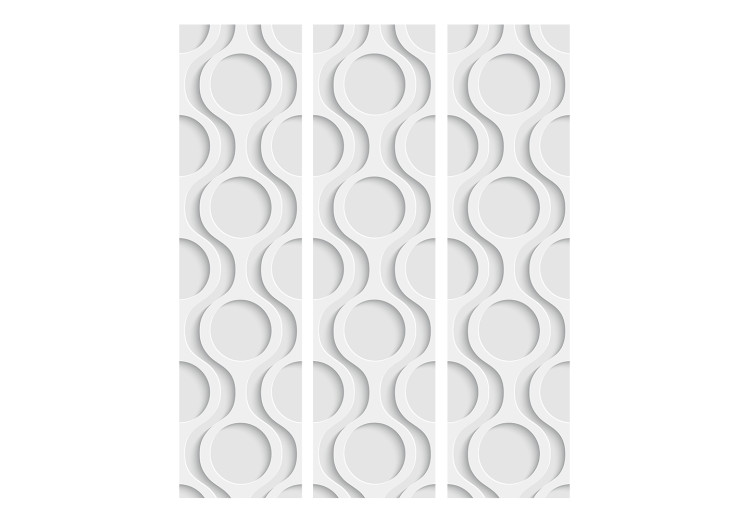 Room Divider Screen Chains (3-piece) - unique composition in circular gray pattern 133174 additionalImage 3