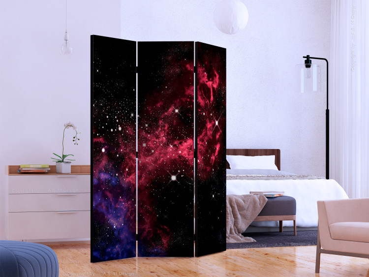 Room Divider Cosmos - Stars (3-piece) - universe in black and red 133274 additionalImage 2