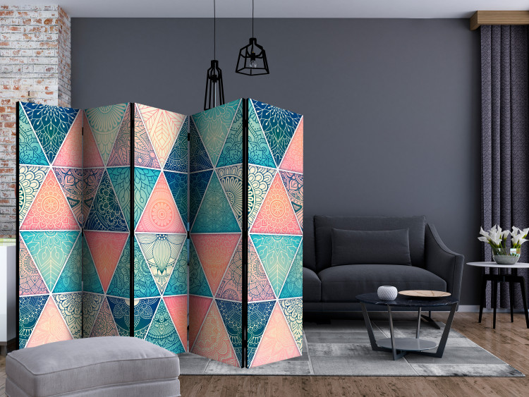 Folding Screen Oriental Triangles II - oriental mandalas in colorful triangles 133574 additionalImage 4
