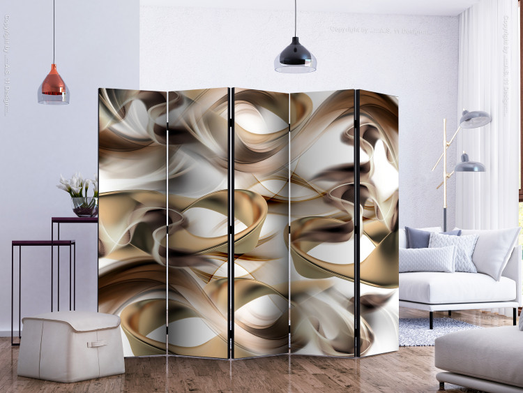 Room Divider Twisted World II - brown smoke in abstract motif on light background 133674 additionalImage 2