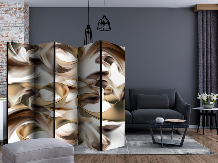 Room Divider Twisted World II - brown smoke in abstract motif on light background 133674 additionalImage 4
