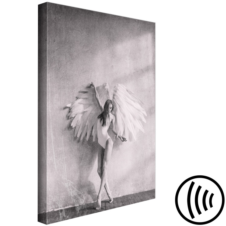 Canvas Art Print Winged (1-piece) Vertical - black and white woman with wings 134174 additionalImage 6