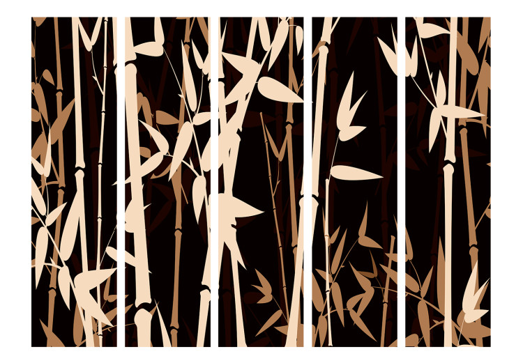 Room Separator Oriental Bamboo II (5-piece) - brown plants on a black background 134274 additionalImage 3