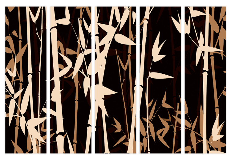 Room Separator Oriental Bamboo II (5-piece) - brown plants on a black background 134274 additionalImage 7