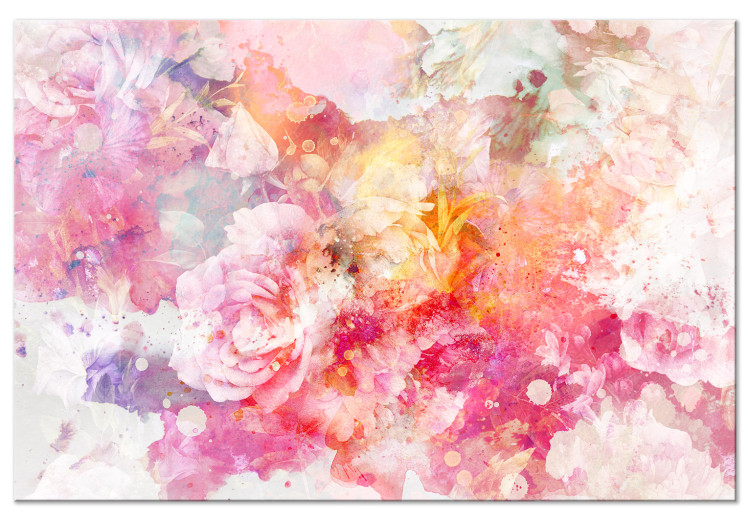 Canvas Art Print Flower Explosion (1-piece) Wide - pink flower abstraction 135674