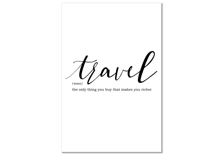 Canvas Print Travel inscription with quote - black and white lettering in English 135774