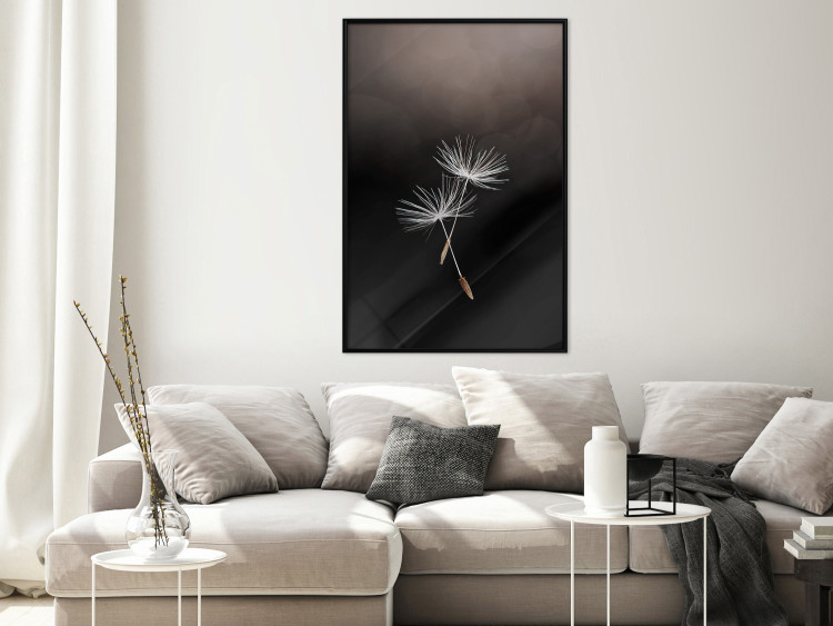 Wall Poster Soaring Moment - delicate white dandelion flowers on a black background 137274 additionalImage 5