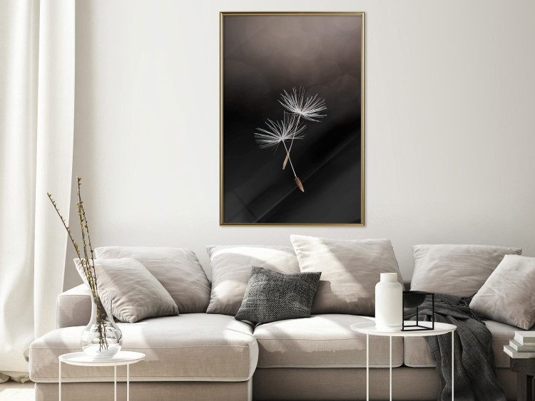 Wall Poster Soaring Moment - delicate white dandelion flowers on a black background 137274 additionalImage 8
