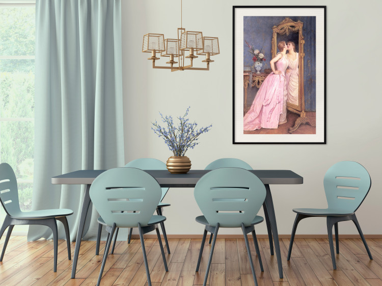 Wall Poster Vanity - woman in a pink long dress looking at herself in the mirror 138874 additionalImage 8