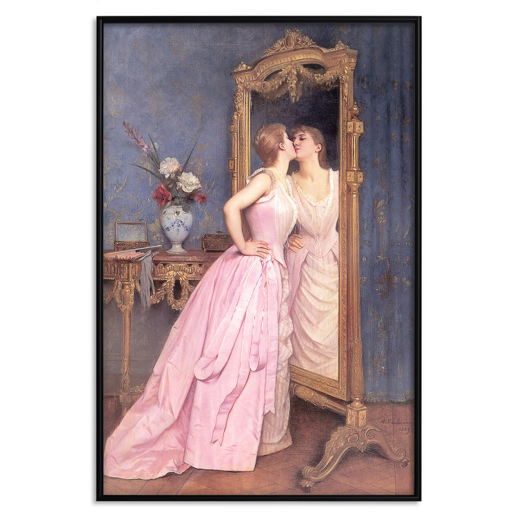 Wall Poster Vanity - woman in a pink long dress looking at herself in the mirror 138874 additionalImage 8