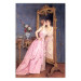 Wall Poster Vanity - woman in a pink long dress looking at herself in the mirror 138874