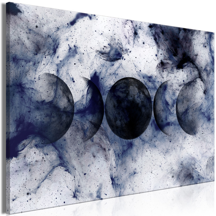 Canvas Print Black Planets (1-piece) - abstraction in white-navy space 145274 additionalImage 2