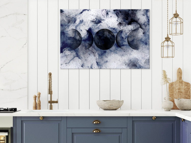 Canvas Print Black Planets (1-piece) - abstraction in white-navy space 145274 additionalImage 3