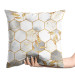 Decorative Velor Pillow Hexagons and leaves - elegant composition with geometric figures 147174 additionalThumb 2