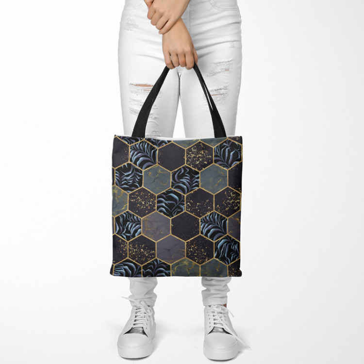 Shopping Bag Floral geometry - hexagons and branches in dark colours 147474 additionalImage 2