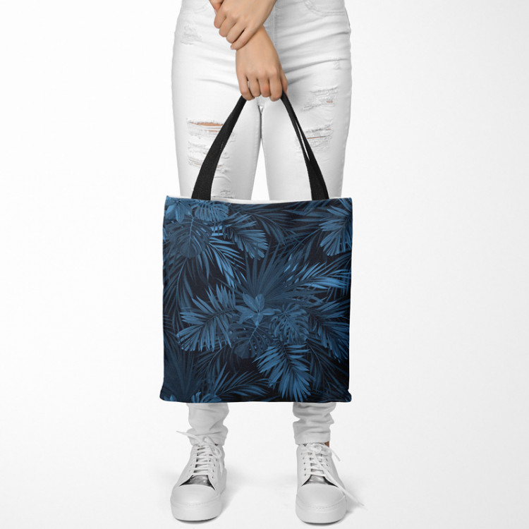 Shopping Bag Leaves in a moonlight - floral theme in the shades of blue 147574 additionalImage 2