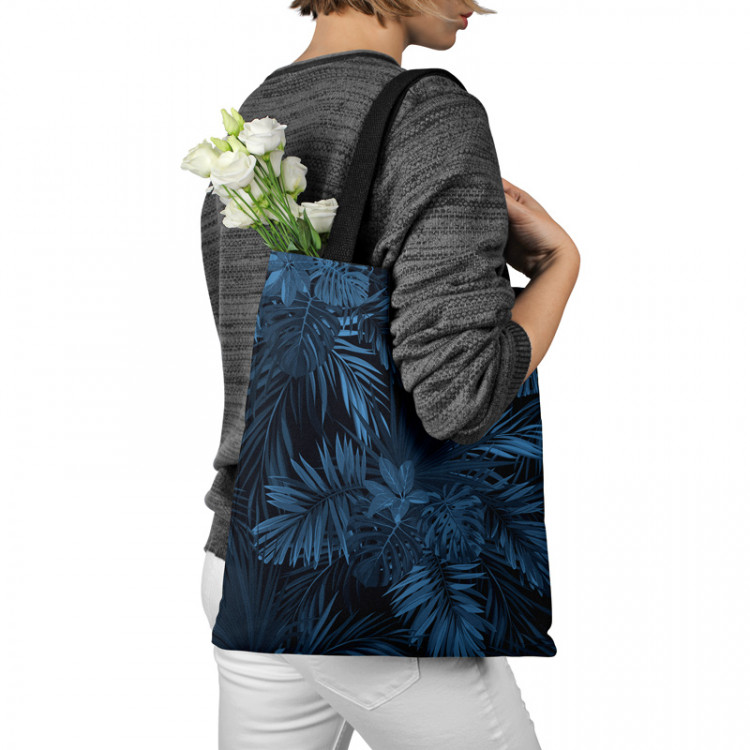Shopping Bag Leaves in a moonlight - floral theme in the shades of blue 147574 additionalImage 3