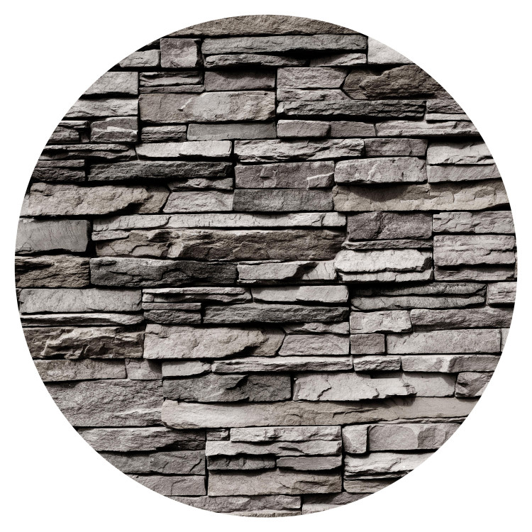 Round wallpaper Brick Wall - Steel-Gray Wall Made of Stone Composition 149174 additionalImage 1