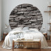 Round wallpaper Brick Wall - Steel-Gray Wall Made of Stone Composition 149174
