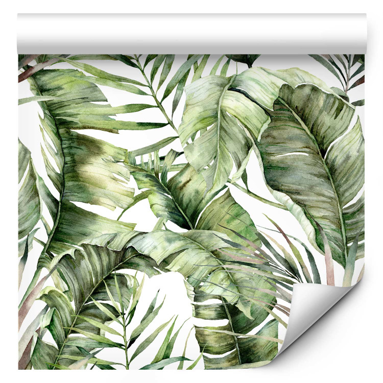 Modern Wallpaper In an Exotic Thicket - Large Intertwined Green Leaves 149874 additionalImage 1
