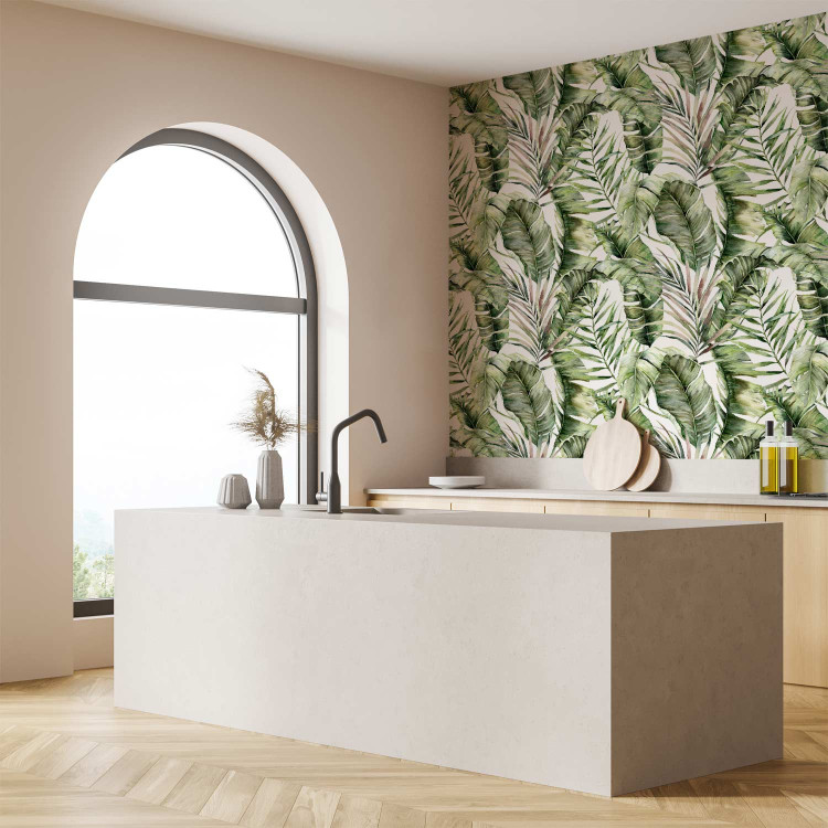 Modern Wallpaper In an Exotic Thicket - Large Intertwined Green Leaves 149874 additionalImage 9