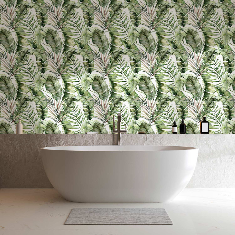 Modern Wallpaper In an Exotic Thicket - Large Intertwined Green Leaves 149874 additionalImage 10