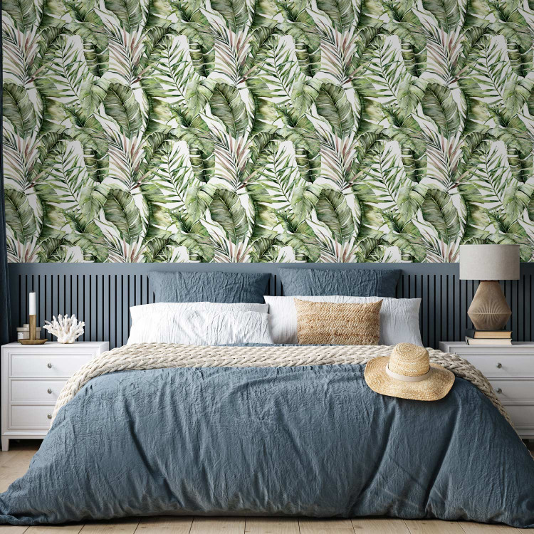 Modern Wallpaper In an Exotic Thicket - Large Intertwined Green Leaves 149874 additionalImage 4
