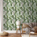 Modern Wallpaper In an Exotic Thicket - Large Intertwined Green Leaves 149874